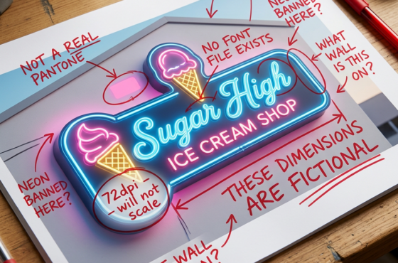 Field Notes: Your AI Sign Design Is a Great Start. Here’s What Most Sign Shops Won’t Tell You Until It’s Too Late.